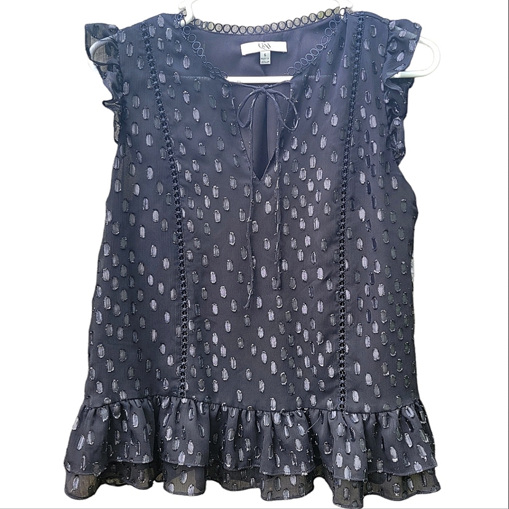 Q&A Black Ruffle Blouse Size Small